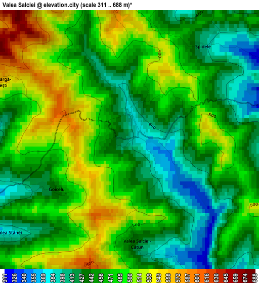 Valea Salciei elevation map