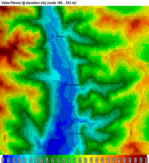 Valea Părului elevation map