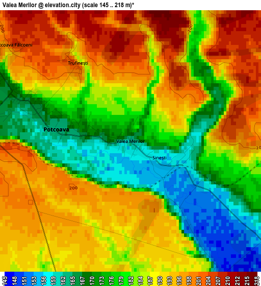 Valea Merilor elevation map