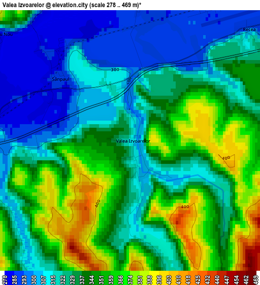 Valea Izvoarelor elevation map