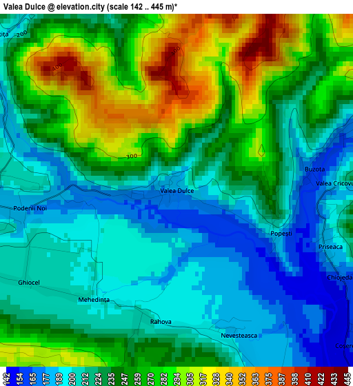 Valea Dulce elevation map