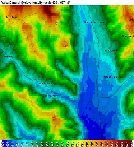 Valea Danului elevation map