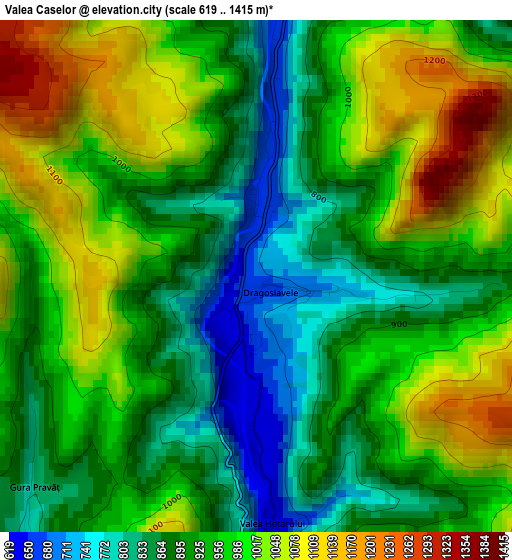 Valea Caselor elevation map