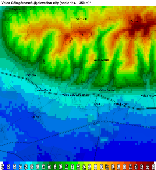 Valea Călugărească elevation map