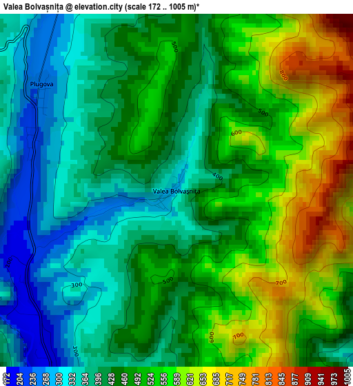 Valea Bolvașnița elevation map