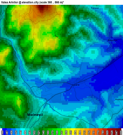 Valea Arinilor elevation map