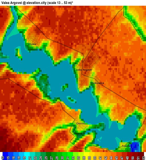 Valea Argovei elevation map