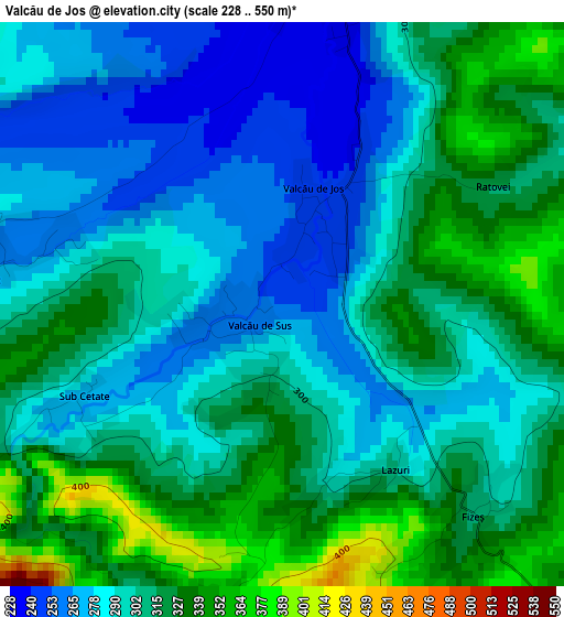 Valcău de Jos elevation map