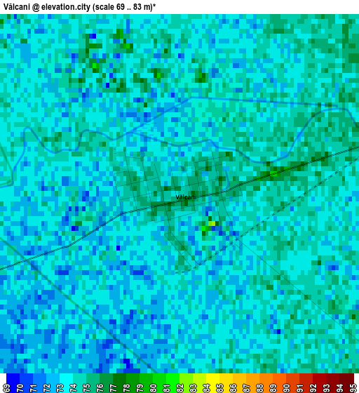 Vălcani elevation map