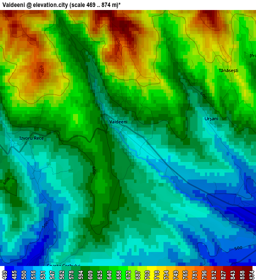 Vaideeni elevation map