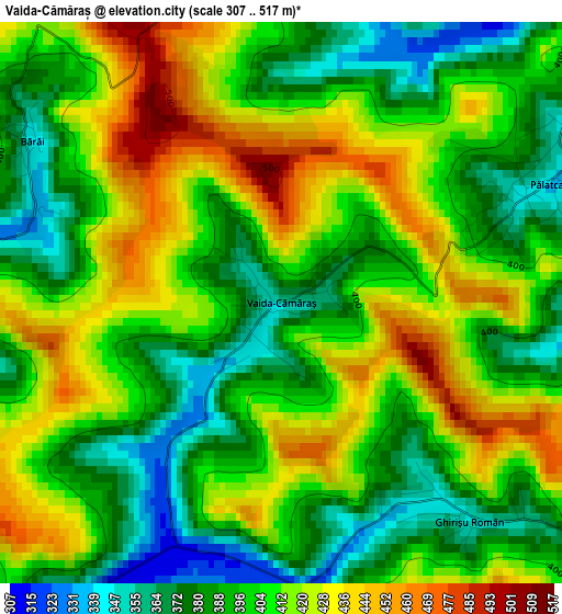 Vaida-Cămăraș elevation map