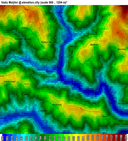 Vadu Moţilor elevation map