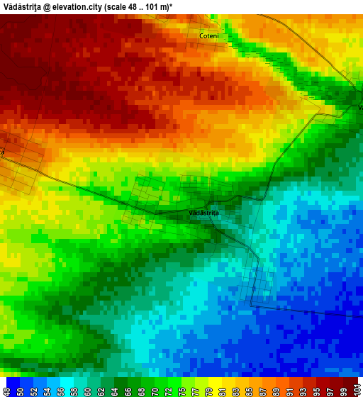 Vădăstriţa elevation map