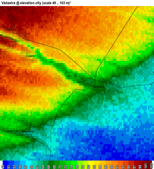 Vădastra elevation map