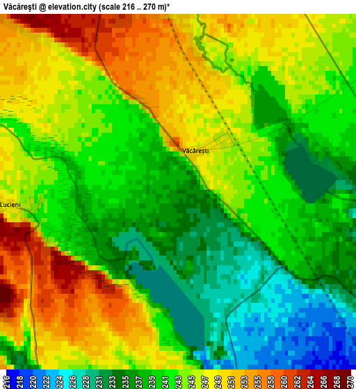 Văcăreşti elevation map