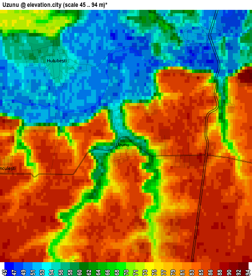 Uzunu elevation map