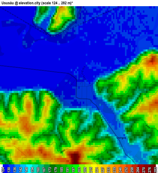 Ususău elevation map