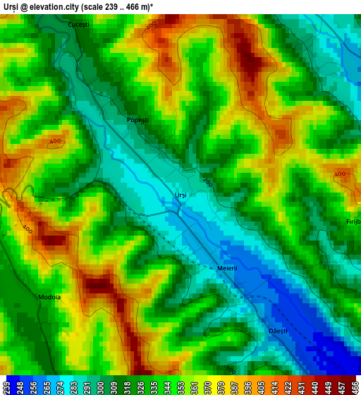 Urși elevation map