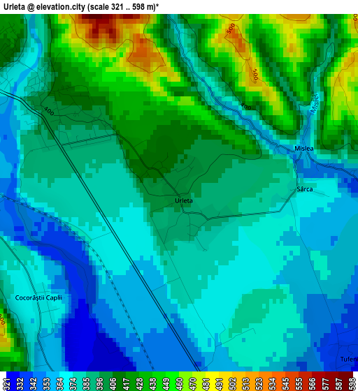 Urleta elevation map