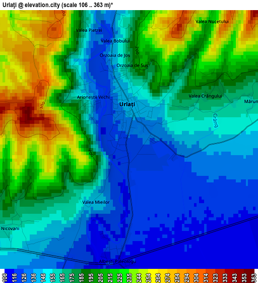 Urlaţi elevation map