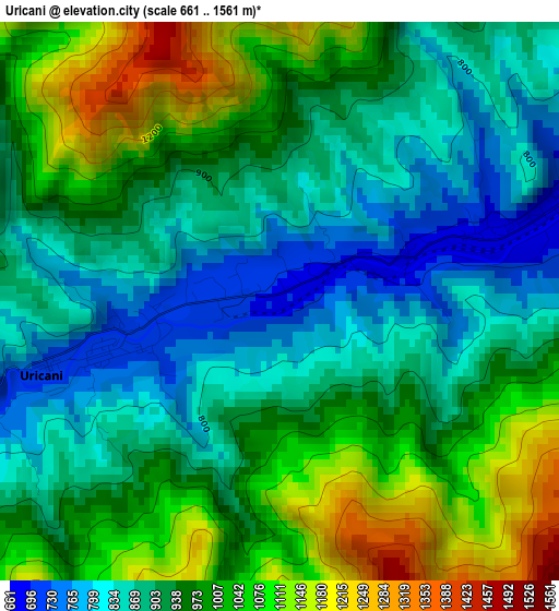 Uricani elevation map