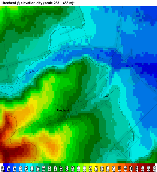 Urecheni elevation map