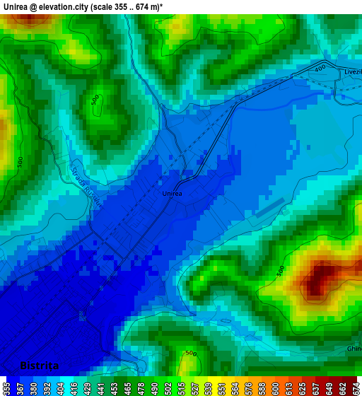 Unirea elevation map