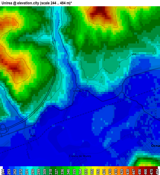 Unirea elevation map