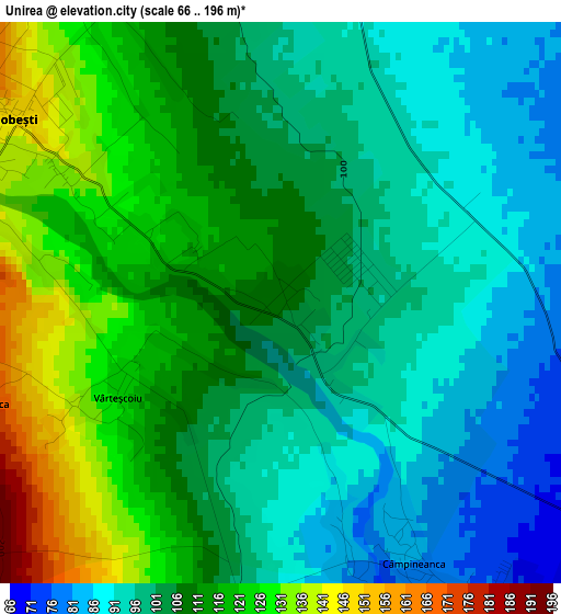 Unirea elevation map