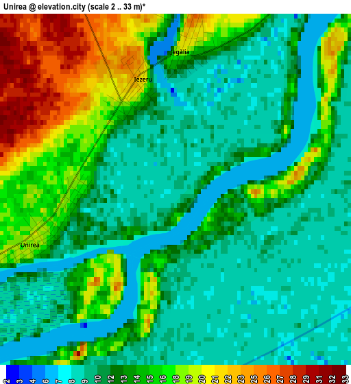 Unirea elevation map