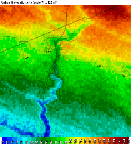 Unirea elevation map