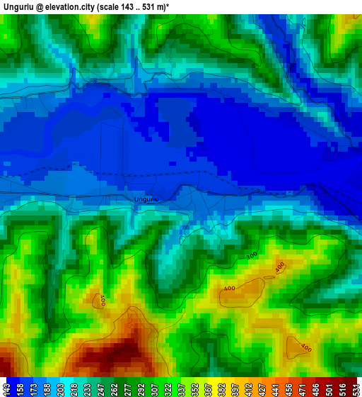 Unguriu elevation map