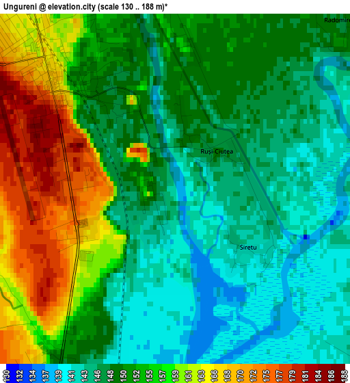 Ungureni elevation map