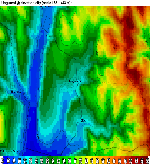 Ungureni elevation map