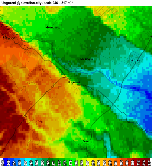 Ungureni elevation map