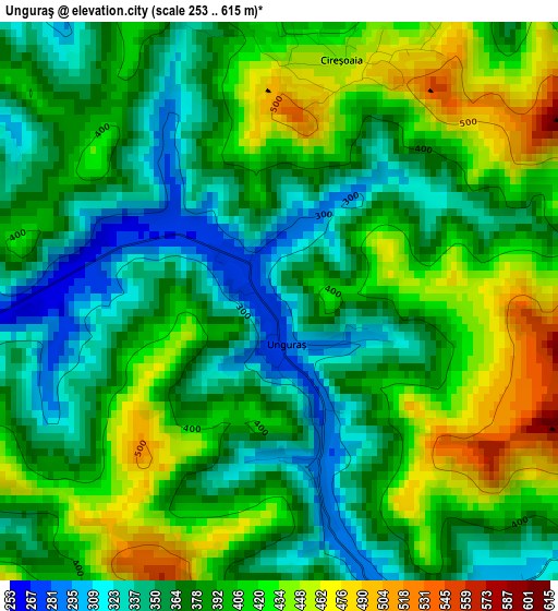 Unguraş elevation map