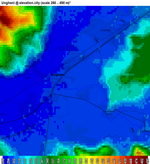 Ungheni elevation map