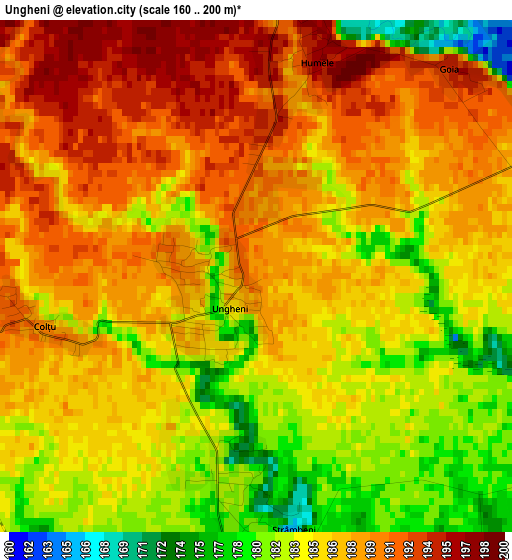 Ungheni elevation map