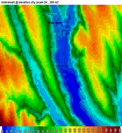 Umbrărești elevation map