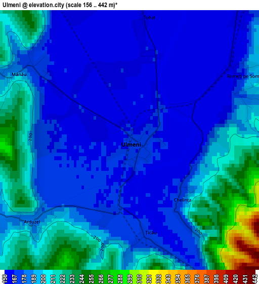 Ulmeni elevation map