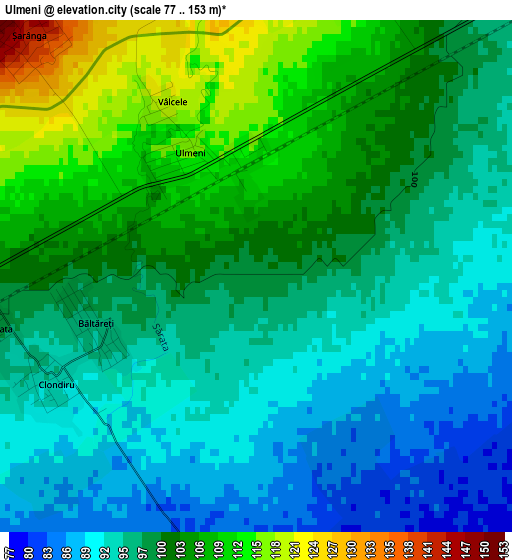 Ulmeni elevation map