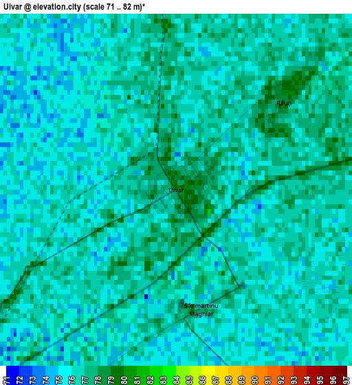 Uivar elevation map