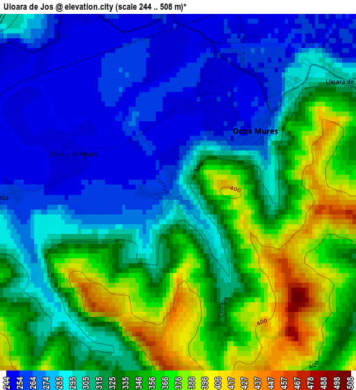 Uioara de Jos elevation map