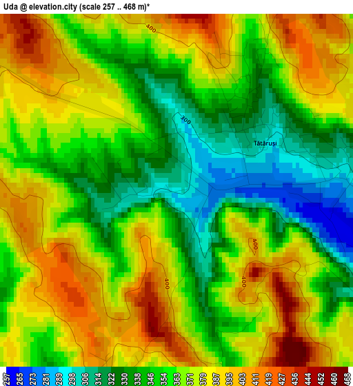 Uda elevation map