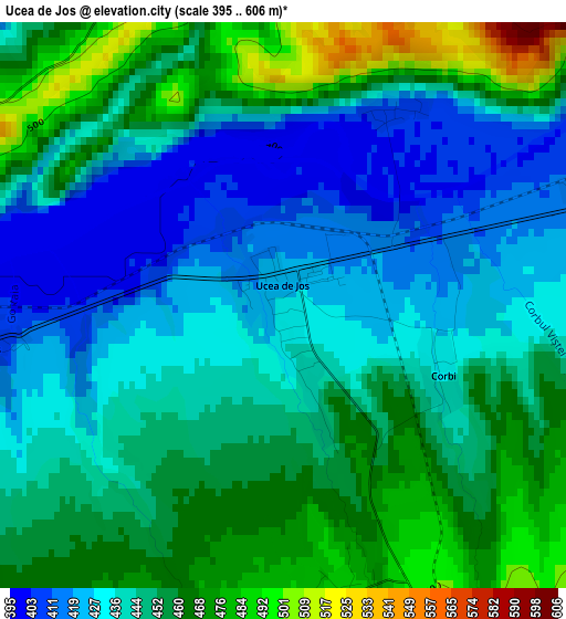 Ucea de Jos elevation map