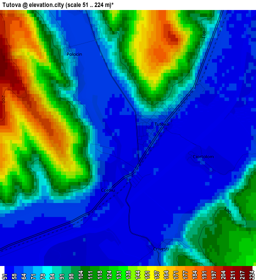 Tutova elevation map