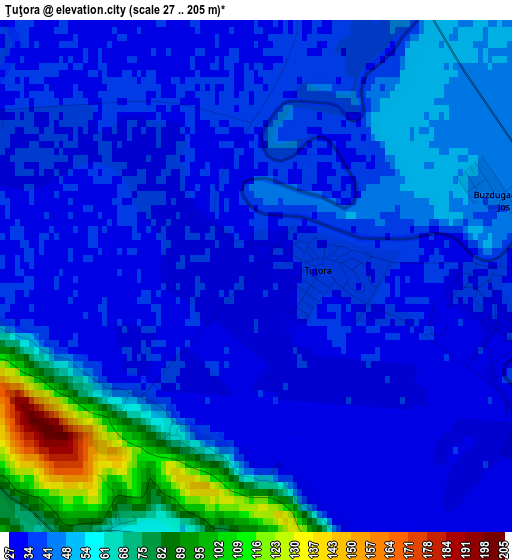 Ţuţora elevation map