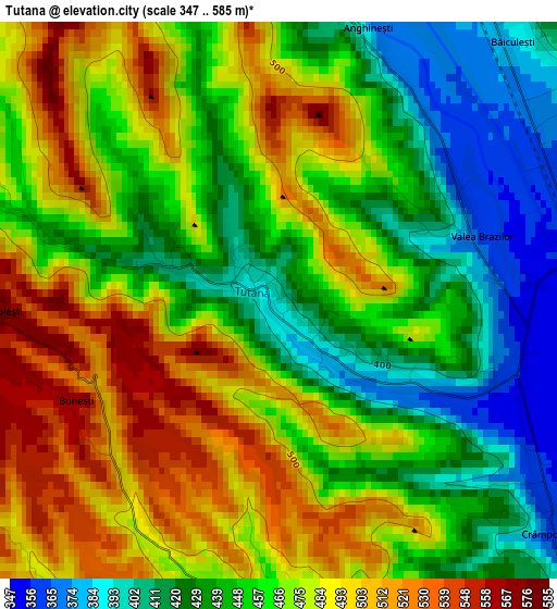 Tutana elevation map