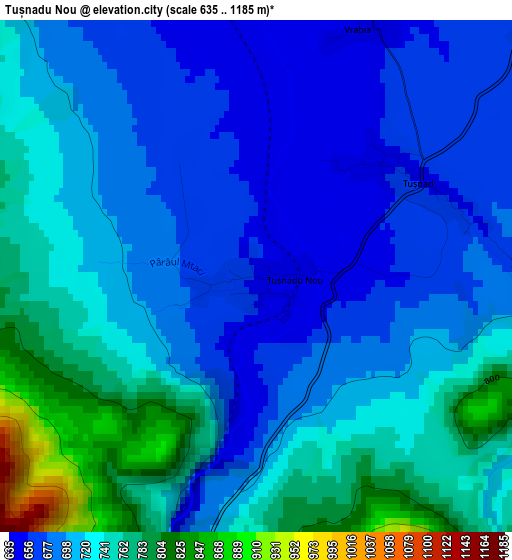 Tușnadu Nou elevation map