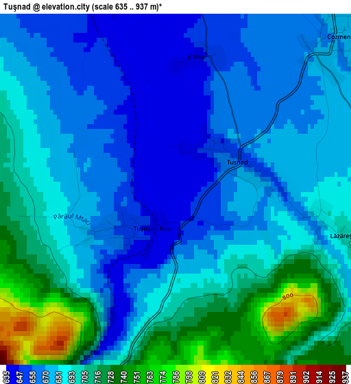 Tuşnad elevation map